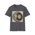 Charcoal mandala sun and moon T-shirt in soft cotton with cosmic design