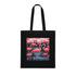 Flamingo Fiesta Tote Bag, Cotton Black Tote with Playful Pink Flamingos
