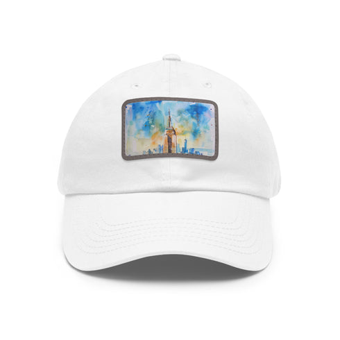 Empire State Watercolor Cap with Light Brown Rectangle Patch.