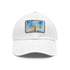 Empire State Skyline Watercolor Cap in White with Light Brown Rectangle Patch