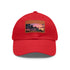 Miami sunset horizon baseball cap in white with rectangle light brown patch.