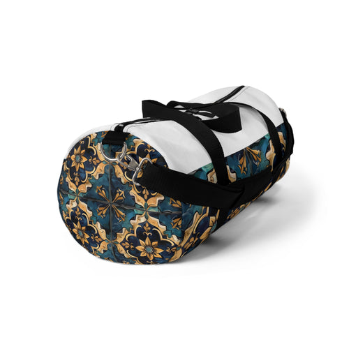 Artistic ceramic pattern duffel bag, perfect for trendy nomadic adventures.
