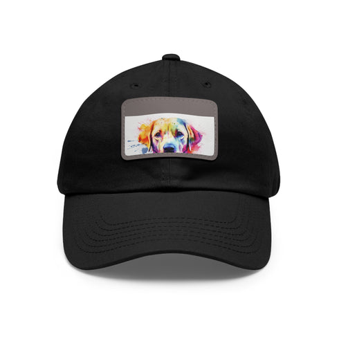 Lovable Lab Cap, White with Light Brown Patch, Baseball Hat Unisex