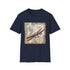 Vintage airplane adventure t-shirt in black, 2XL size for men and women.