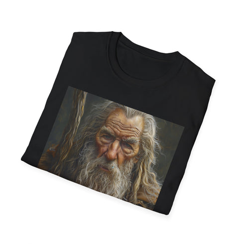 Charcoal cotton T-shirt featuring vibrant Gandalf painting crew neck regular fit