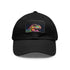 Dino Dreams Watercolor Neon Baseball Cap, White/Light Brown rectangle design.