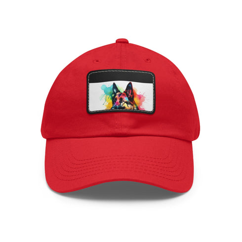 German Shephard Pup Baseball Cap, White Light Brown Rectangle Hats Unisex