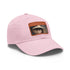 Audrey Hepburn monochrome baseball cap with light brown rectangle patch.