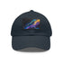 Neon galaxy snapback cap with light brown patch, rectangular shape.