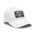 Midnight Cerulean Baseball Cap with White Patch and Rectangle Shape.