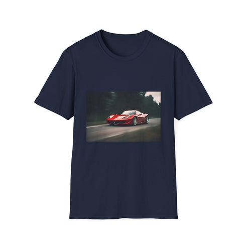 Charcoal cotton crew neck T-shirt with vibrant racing Ferrari graphic