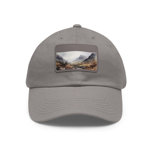 Highland Adventure Baseball Cap in White with Light Brown Patch