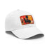 City Vibes Streetstyle Cap in White with Light Brown Patch, rectangle design.