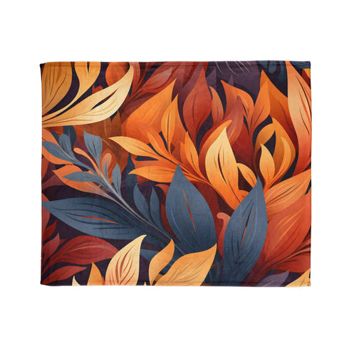 Autumn Foliage & Wildflowers Botanical Plush Fleece Throw Blanket - View 2 | Prints With Passion