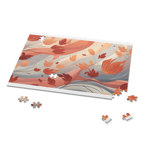 Colorful fall foliage pattern puzzle, perfect for back-to-school and holidays.