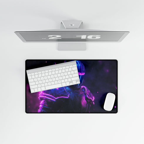 Cyberpunk Neon Armor Knight Sci-Fi Gaming XXL Extended Desk Mat - View 8 | Prints With Passion