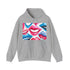 Whisper Sweet Nothings Navy Lips Pattern Hoodie cozy and vibrant.