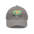 Alpine Horizon Cap: Minimalist Mountain Landscape Baseball Cap, White/Light Brown.
