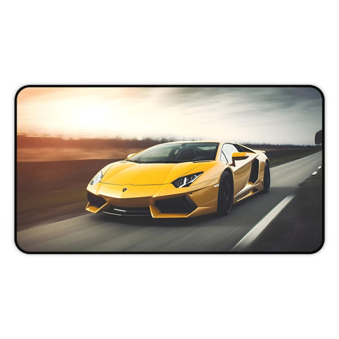 Sleek Lamborghini Speedster desk mat with vibrant colors for workspaces.