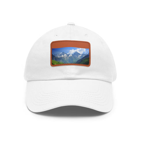 Alpine Peak Adventure Cap in White with Light Brown Patch and Rectangle Design
