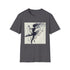 Charcoal cotton T-shirt featuring a dancer silhouette with musical note pattern