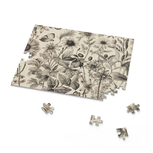 Botanical Bliss jigsaw puzzle with seamless botanical pattern, serene garden design.