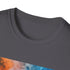Charcoal smoke art abstract t-shirt in small size, cotton crew neck.