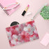 Pink cherry blossom print clutch bag, vegan material, made in USA.