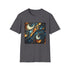 Charcoal cotton T-shirt with fractal spiral design in regular fit