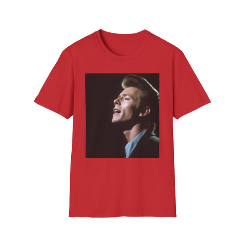 Charcoal cotton T-shirt with Ziggy Stardust watercolor design in regular fit