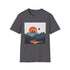 Charcoal minimalist mountain sunrise t-shirt with crew neck and regular fit