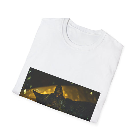 Cosmic Galaxy Black Cat Celestial Graphic Unisex Softstyle T-Shirt