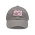 3D seamless cherry blossom baseball cap in white with light brown patch.