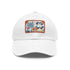 Floral print white baseball cap with colorful flowers.