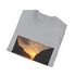 Charcoal cotton T-shirt with vibrant sunset design and crew neck