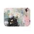Mint and gold abstract bath mat for elegant, tranquil bathroom ambiance.