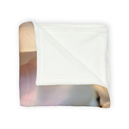 Robot Face Blooming with Orchids Plush Fleece Throw Blanket