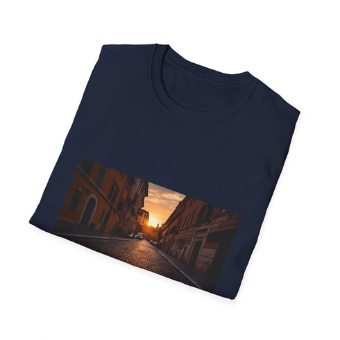 Charcoal T-shirt featuring Rome golden hour graphic in comfortable cotton crew neck