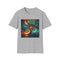 Charcoal crew neck T-shirt featuring intricate fractal patterns in cotton fabric