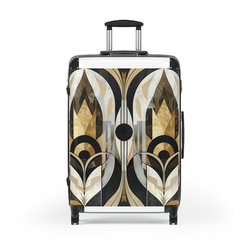 Abstract Art Deco pattern suitcase in small black variant.