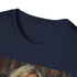 Charcoal crew neck cotton T-shirt with vivid J.K. Rowling portrait