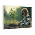 A Robot Child Planting a Real Tree Stretched Canvas Wall Art