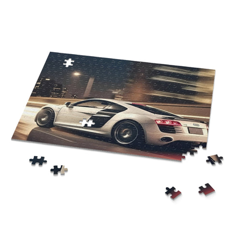 Vibrant Audi R8 jigsaw puzzle for automotive enthusiasts and speed lovers.