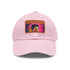 Neon watercolor baseball cap with light brown patch, rectangular shape.