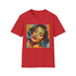 Charcoal pop art portrait t-shirt with vibrant colors in soft cotton