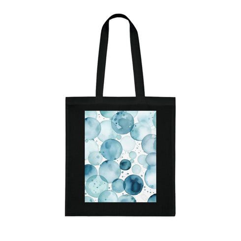 Ocean Gaze Tote Bag with mesmerizing cool-toned watercolor eyes pattern.