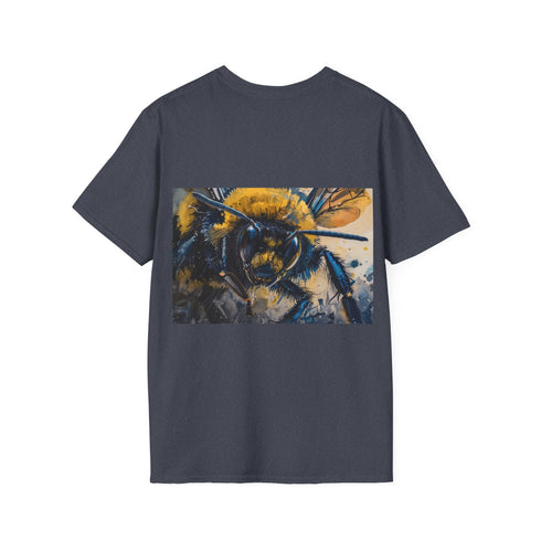 Vibrant charcoal watercolor bee cotton tee with crew neck and regular fit