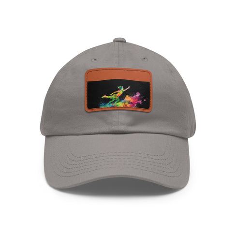 Vibrant neon watercolor cap with light brown patch for a pop of color.