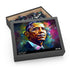 Vibrant Barack Obama watercolor puzzle with neon hues, 120 pieces.
