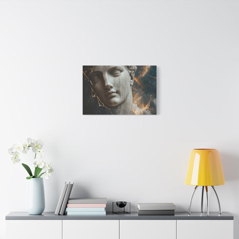 Nebula Inside a Cracked Marble Statue Stretched Canvas Wall Art